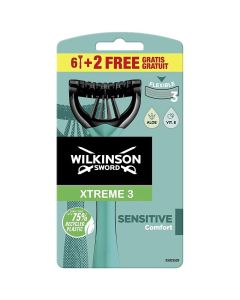 Бритва Wilkinson, Xtreme 3, чувствительная, 6+2 шт
